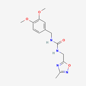 molecular formula C14H18N4O4 B2562594 1-(3,4-Dimethoxybenzyl)-3-((3-methyl-1,2,4-oxadiazol-5-yl)methyl)urea CAS No. 1234895-68-1