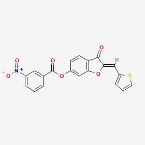 molecular formula C20H11NO6S B2562603 (Z)-3-oxo-2-(thiophen-2-ylmethylene)-2,3-dihydrobenzofuran-6-yl 3-nitrobenzoate CAS No. 714289-66-4
