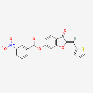 (Z)-3-oxo-2-(thiophen-2-ylmethylene)-2,3-dihydrobenzofuran-6-yl 3-nitrobenzoate