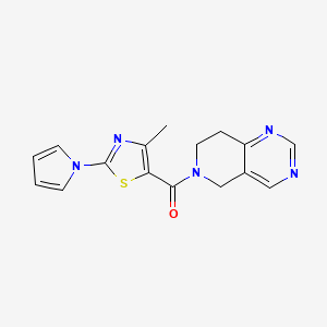 molecular formula C16H15N5OS B2562608 (7,8-dihydropyrido[4,3-d]pyrimidin-6(5H)-yl)(4-methyl-2-(1H-pyrrol-1-yl)thiazol-5-yl)methanone CAS No. 1797870-06-4