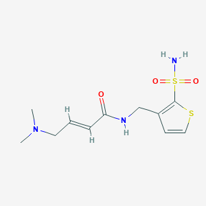 molecular formula C11H17N3O3S2 B2562611 (E)-4-(Dimethylamino)-N-[(2-sulfamoylthiophen-3-yl)methyl]but-2-enamide CAS No. 2411325-39-6