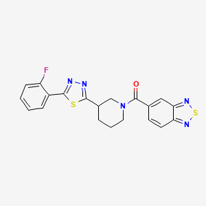 molecular formula C20H16FN5OS2 B2562621 Benzo[c][1,2,5]thiadiazol-5-yl(3-(5-(2-fluorophenyl)-1,3,4-thiadiazol-2-yl)piperidin-1-yl)methanone CAS No. 1219842-19-9