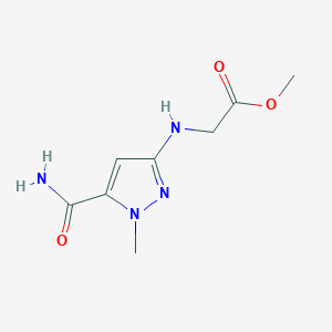 molecular formula C8H12N4O3 B2562626 Methyl 2-[(5-carbamoyl-1-methylpyrazol-3-yl)amino]acetate CAS No. 2247206-72-8