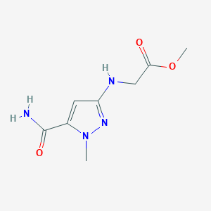 molecular formula C8H12N4O3 B2562626 methyl 2-[(5-carbamoyl-1-methyl-1H-pyrazol-3-yl)amino]acetate CAS No. 2247206-72-8