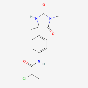 molecular formula C14H16ClN3O3 B2562630 2-Chloro-N-[4-(1,4-dimethyl-2,5-dioxoimidazolidin-4-yl)phenyl]propanamide CAS No. 2411239-95-5