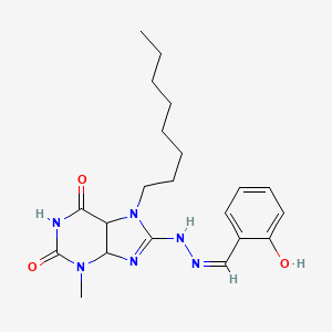 molecular formula C21H28N6O3 B2562635 8-[(2Z)-2-[(2-羟基苯基)亚甲基]肼-1-基]-3-甲基-7-辛基-2,3,6,7-四氢-1H-嘌呤-2,6-二酮 CAS No. 955537-63-0