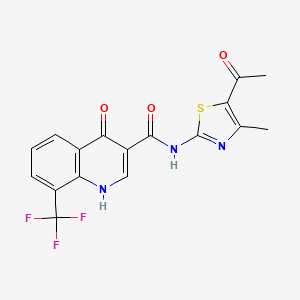 N-[(2Z)-5-acetyl-4-methyl-1,3-thiazol-2(3H)-ylidene]-4-hydroxy-8-(trifluoromethyl)quinoline-3-carboxamide