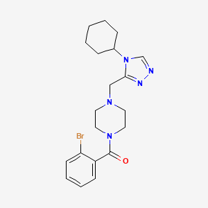 molecular formula C20H26BrN5O B2562656 1-(2-bromobenzoyl)-4-[(4-cyclohexyl-4H-1,2,4-triazol-3-yl)methyl]piperazine CAS No. 1396765-24-4