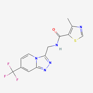 molecular formula C13H10F3N5OS B2562657 4-methyl-N-((7-(trifluoromethyl)-[1,2,4]triazolo[4,3-a]pyridin-3-yl)methyl)thiazole-5-carboxamide CAS No. 2034373-96-9