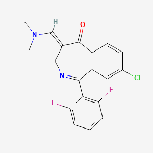 molecular formula C19H15ClF2N2O B2562659 (E)-8-氯-1-(2,6-二氟苯基)-4-((二甲氨基)亚甲基)-3H-苯并[c]氮杂卓-5(4H)-酮 CAS No. 869366-10-9