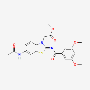 molecular formula C21H21N3O6S B2562662 (Z)-2-(6-アセチルアミノ-2-((3,5-ジメトキシベンゾイル)イミノ)ベンゾ[d]チアゾール-3(2H)-イル)酢酸メチル CAS No. 941997-31-5