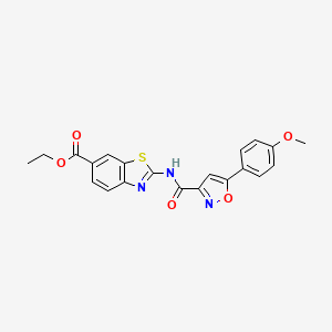 molecular formula C21H17N3O5S B2562675 Ethyl 2-(5-(4-methoxyphenyl)isoxazole-3-carboxamido)benzo[d]thiazole-6-carboxylate CAS No. 898482-21-8