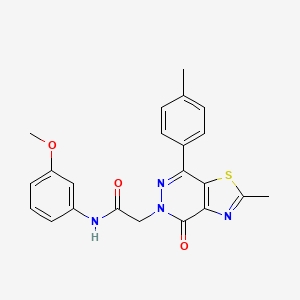 molecular formula C22H20N4O3S B2562708 N-(3-methoxyphenyl)-2-(2-methyl-4-oxo-7-(p-tolyl)thiazolo[4,5-d]pyridazin-5(4H)-yl)acetamide CAS No. 941986-58-9