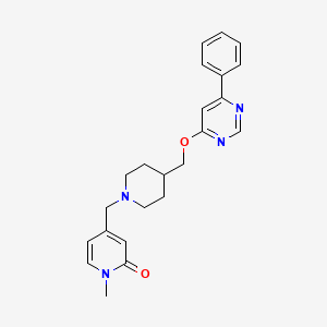 molecular formula C23H26N4O2 B2562717 1-Methyl-4-[[4-[(6-phenylpyrimidin-4-yl)oxymethyl]piperidin-1-yl]methyl]pyridin-2-one CAS No. 2379984-23-1
