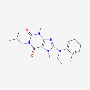 molecular formula C19H20FN5O2 B2562745 6-(2-Fluorophenyl)-4,7-dimethyl-2-(2-methylpropyl)purino[7,8-a]imidazole-1,3-dione CAS No. 899726-96-6