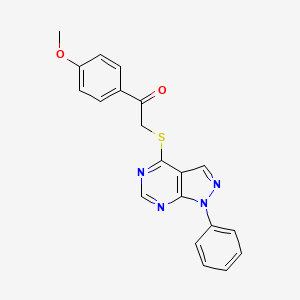 molecular formula C20H16N4O2S B2562748 1-(4-甲氧基苯基)-2-((1-苯基-1H-吡唑并[3,4-d]嘧啶-4-基)硫代)乙酮 CAS No. 483293-70-5