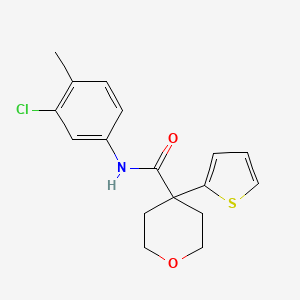 N-(3-chloro-4-methylphenyl)-4-thiophen-2-yloxane-4-carboxamide