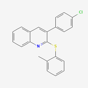 molecular formula C22H16ClNS B2562765 3-(4-氯苯基)-2-[(2-甲基苯基)硫代]喹啉 CAS No. 339013-31-9