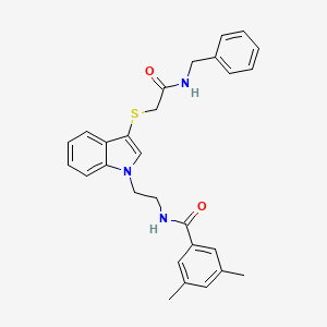 molecular formula C28H29N3O2S B2562772 N-(2-(3-((2-(苄氨基)-2-氧代乙基)硫代)-1H-吲哚-1-基)乙基)-3,5-二甲基苯甲酰胺 CAS No. 851715-01-0