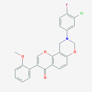 molecular formula C24H17ClFNO4 B2562792 9-(3-chloro-4-fluorophenyl)-3-(2-methoxyphenyl)-9,10-dihydrochromeno[8,7-e][1,3]oxazin-4(8H)-one CAS No. 929440-39-1