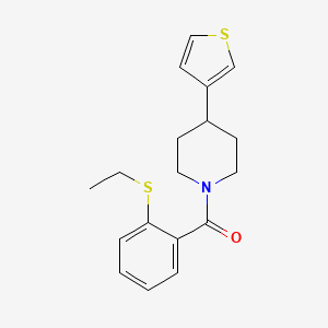 molecular formula C18H21NOS2 B2562794 (2-(Ethylthio)phenyl)(4-(thiophen-3-yl)piperidin-1-yl)methanone CAS No. 1396717-31-9