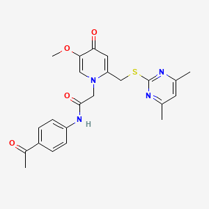 molecular formula C23H24N4O4S B2562799 N-(4-acetylphenyl)-2-(2-(((4,6-dimethylpyrimidin-2-yl)thio)methyl)-5-methoxy-4-oxopyridin-1(4H)-yl)acetamide CAS No. 933253-26-0