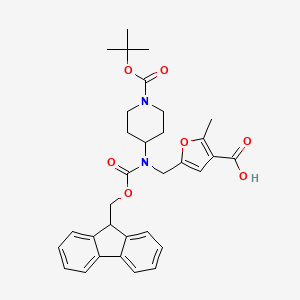 5-[[9H-Fluoren-9-ylmethoxycarbonyl-[1-[(2-methylpropan-2-yl)oxycarbonyl]piperidin-4-yl]amino]methyl]-2-methylfuran-3-carboxylic acid