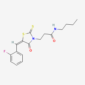 molecular formula C17H19FN2O2S2 B2562823 N-butyl-3-[(5E)-5-[(2-fluorophenyl)methylidene]-4-oxo-2-sulfanylidene-1,3-thiazolidin-3-yl]propanamide CAS No. 463975-23-7