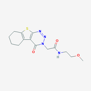 molecular formula C14H18N4O3S B256284 N-(2-methoxyethyl)-2-(4-oxo-5,6,7,8-tetrahydro[1]benzothieno[2,3-d][1,2,3]triazin-3(4H)-yl)acetamide 