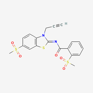 molecular formula C19H16N2O5S3 B2562841 (Z)-2-(methylsulfonyl)-N-(6-(methylsulfonyl)-3-(prop-2-yn-1-yl)benzo[d]thiazol-2(3H)-ylidene)benzamide CAS No. 896278-85-6