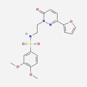 molecular formula C18H19N3O6S B2562863 N-(2-(3-(furan-2-yl)-6-oxopyridazin-1(6H)-yl)ethyl)-3,4-dimethoxybenzenesulfonamide CAS No. 946263-89-4