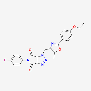 molecular formula C23H20FN5O4 B2562883 1-((2-(4-ethoxyphenyl)-5-methyloxazol-4-yl)methyl)-5-(4-fluorophenyl)-1,6a-dihydropyrrolo[3,4-d][1,2,3]triazole-4,6(3aH,5H)-dione CAS No. 1052605-22-7