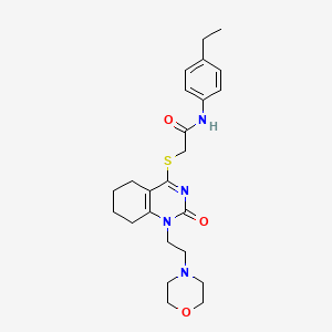 molecular formula C24H32N4O3S B2562886 N-(4-乙基苯基)-2-((1-(2-吗啉乙基)-2-氧代-1,2,5,6,7,8-六氢喹唑啉-4-基)硫代)乙酰胺 CAS No. 898460-74-7