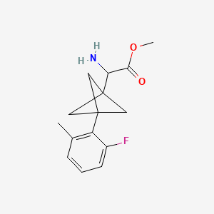 molecular formula C15H18FNO2 B2562894 Methyl 2-amino-2-[3-(2-fluoro-6-methylphenyl)-1-bicyclo[1.1.1]pentanyl]acetate CAS No. 2287261-99-6