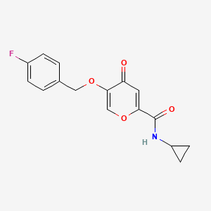 molecular formula C16H14FNO4 B2562906 N-シクロプロピル-5-((4-フルオロベンジル)オキシ)-4-オキソ-4H-ピラン-2-カルボキサミド CAS No. 1021024-44-1