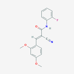 molecular formula C18H15FN2O3 B2562914 (2E)-2-氰基-3-(2,4-二甲氧基苯基)-N-(2-氟苯基)丙烯酰胺 CAS No. 365245-49-4