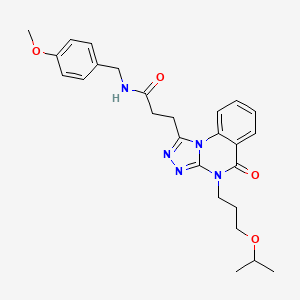 molecular formula C26H31N5O4 B2562917 N-[(4-methoxyphenyl)methyl]-3-{5-oxo-4-[3-(propan-2-yloxy)propyl]-4H,5H-[1,2,4]triazolo[4,3-a]quinazolin-1-yl}propanamide CAS No. 902933-03-3