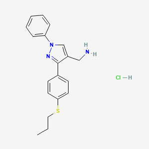 molecular formula C19H22ClN3S B2562919 1-{1-phenyl-3-[4-(propylsulfanyl)phenyl]-1H-pyrazol-4-yl}methanamine hydrochloride CAS No. 2194454-14-1