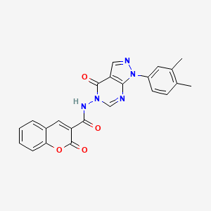 molecular formula C23H17N5O4 B2562923 N-(1-(3,4-dimethylphenyl)-4-oxo-1H-pyrazolo[3,4-d]pyrimidin-5(4H)-yl)-2-oxo-2H-chromene-3-carboxamide CAS No. 900009-23-6