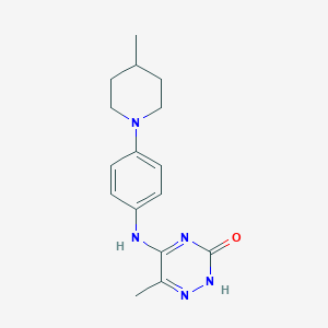molecular formula C16H21N5O B256295 6-methyl-5-[4-(4-methylpiperidin-1-yl)anilino]-2H-1,2,4-triazin-3-one 