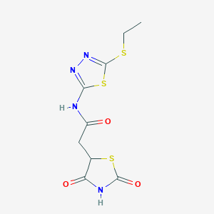molecular formula C9H10N4O3S3 B256296 2-(2,4-dioxo-1,3-thiazolidin-5-yl)-N-[5-(ethylsulfanyl)-1,3,4-thiadiazol-2-yl]acetamide 