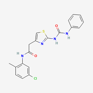 molecular formula C19H17ClN4O2S B2562967 N-(5-chloro-2-methylphenyl)-2-(2-(3-phenylureido)thiazol-4-yl)acetamide CAS No. 921481-36-9
