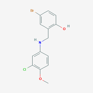 molecular formula C14H13BrClNO2 B2562969 4-Bromo-2-{[(3-chloro-4-methoxyphenyl)amino]methyl}phenol CAS No. 1232780-49-2