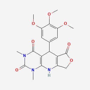 molecular formula C20H21N3O7 B2562970 11,13-二甲基-8-(3,4,5-三甲氧基苯基)-5-氧杂-2,11,13-三氮杂三环[7.4.0.0^{3,7}]十三-1(9),3(7)-二烯-6,10,12-三酮 CAS No. 869465-32-7