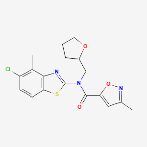 N-(5-chloro-4-methylbenzo[d]thiazol-2-yl)-3-methyl-N-((tetrahydrofuran-2-yl)methyl)isoxazole-5-carboxamide