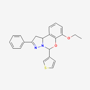 molecular formula C22H20N2O2S B2563014 7-ethoxy-2-phenyl-5-(thiophen-3-yl)-5,10b-dihydro-1H-benzo[e]pyrazolo[1,5-c][1,3]oxazine CAS No. 900003-27-2