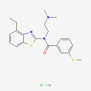 molecular formula C21H26ClN3OS2 B2563023 N-(2-(dimethylamino)ethyl)-N-(4-ethylbenzo[d]thiazol-2-yl)-3-(methylthio)benzamide hydrochloride CAS No. 1217174-32-7