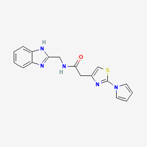 molecular formula C17H15N5OS B2563031 N-((1H-苯并[d]咪唑-2-基)甲基)-2-(2-(1H-吡咯-1-基)噻唑-4-基)乙酰胺 CAS No. 1172821-13-4