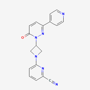 molecular formula C18H14N6O B2563036 6-[3-(6-氧代-3-吡啶-4-基吡哒嗪-1-基)氮杂环丁-1-基]吡啶-2-甲腈 CAS No. 2380167-23-5