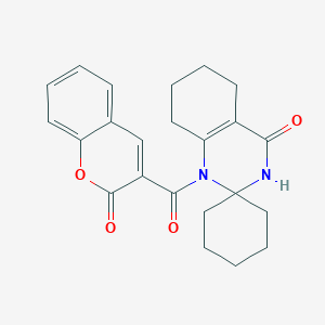 molecular formula C23H24N2O4 B256304 1'-[(2-oxo-2H-chromen-3-yl)carbonyl]-1',3',5',6',7',8'-hexahydrospiro[cyclohexane-2,2'-quinazoline]-4'-one 